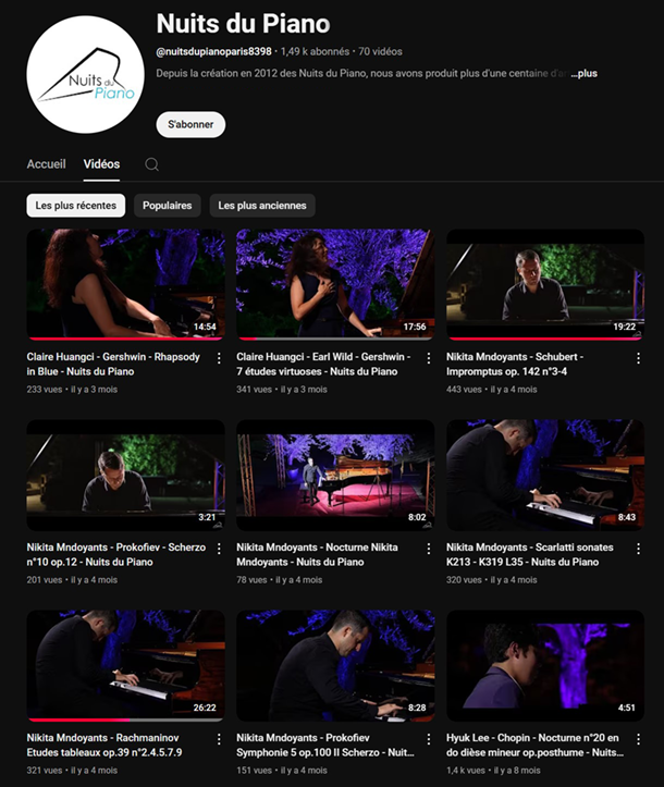 photo page youtube Nuits du Piano Paris